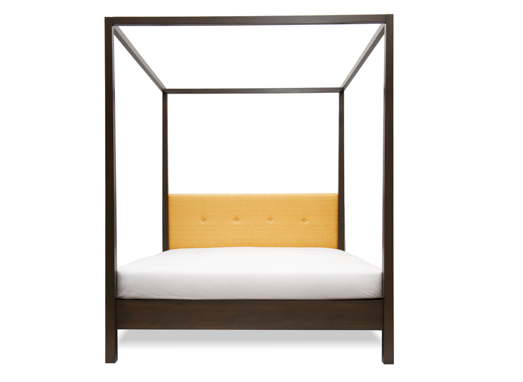 Mandarin King Bed, Cotton Linen Gold, Graphite